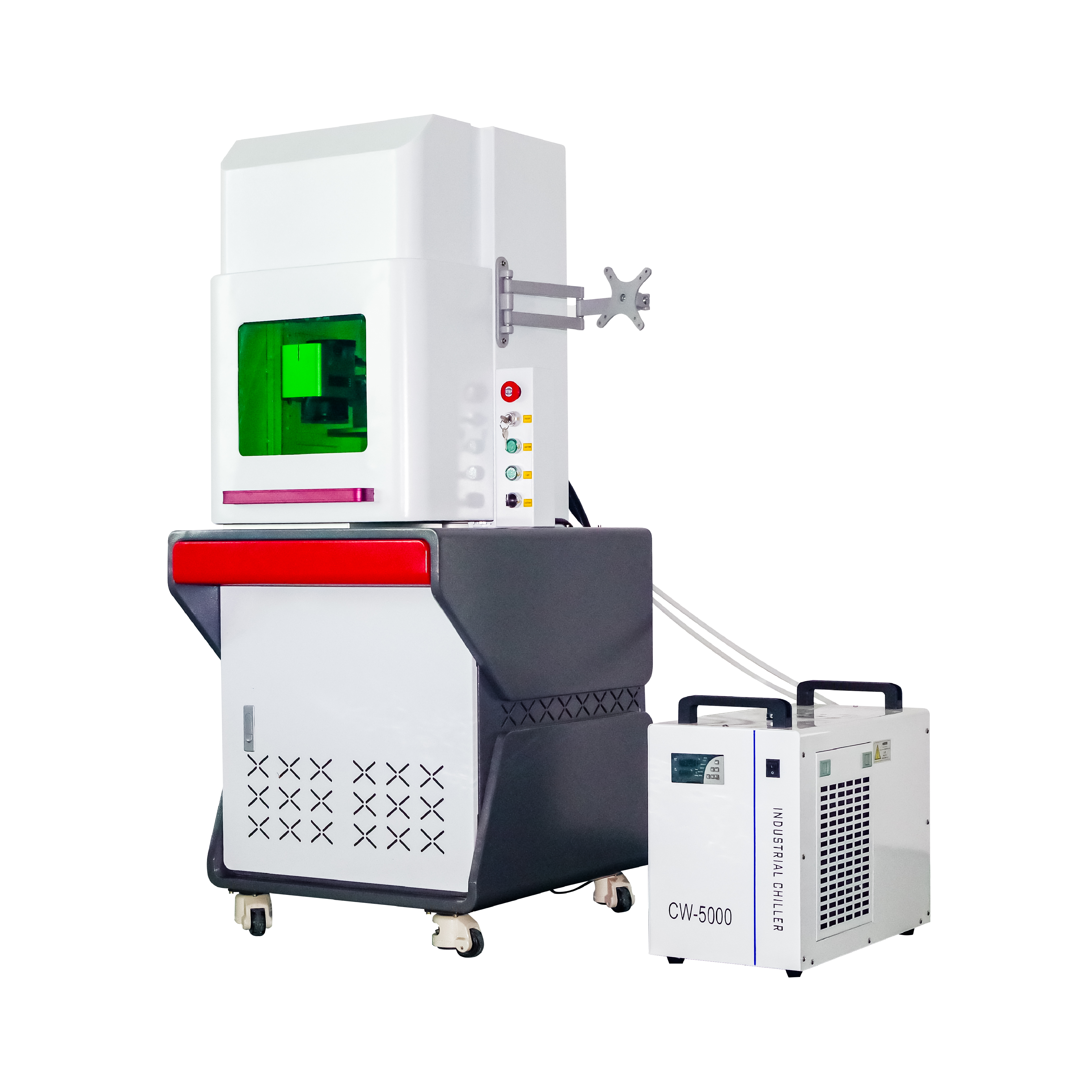 High precision enclosures closed 3w 5w 10w UV laser marking machine for PCB glass plastic metal with emergency stop button