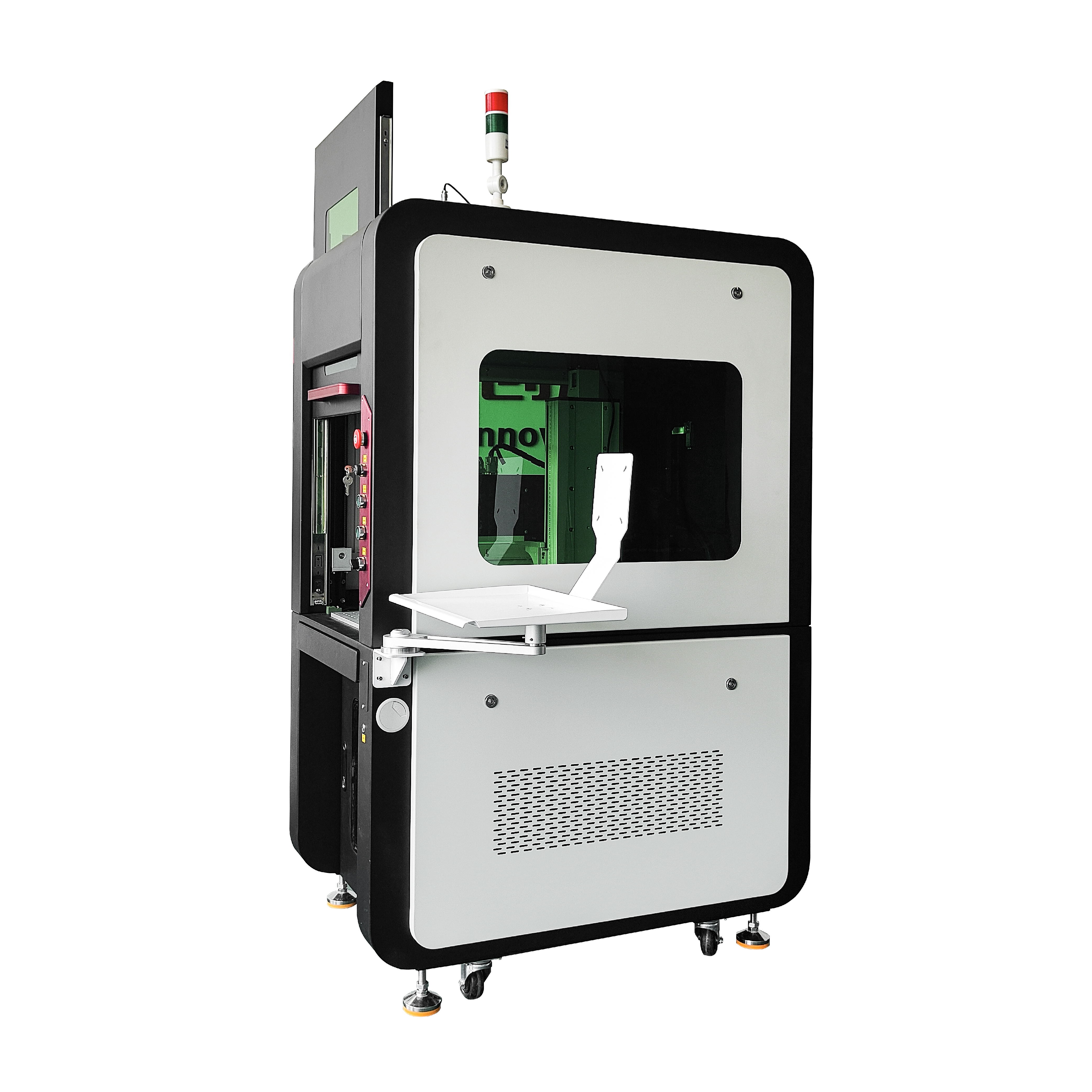 3d dynamic fiber laser mopa 60w 100w 200w electrical lifting closed door fiber laser marking engraving machine